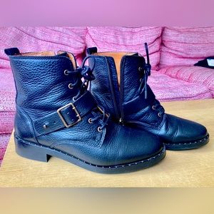 Sézane black leather ankle boots